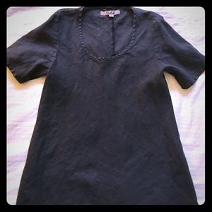 FLAX bias cut linen top, XS, black